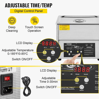 Digital Ultrasonic Cleaner 3L Ultrasonic Cleaning Machine 220V 50kHz Sonic Cleaner Machine 304 Stainless Steel Ultrasonic Cleaner Machine with Heater and Timer for Cleaning Jewelry Glasses Watch.