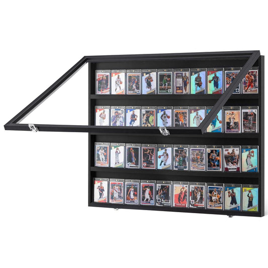 36 Graded Sports Card Display Case, 775 x 617 x 55 mm, Baseball Card Display Frame with 98% UV Protection Clear View PC Glass, Lockable Wall Cabinet for Football Basketball Hockey Trading Card.