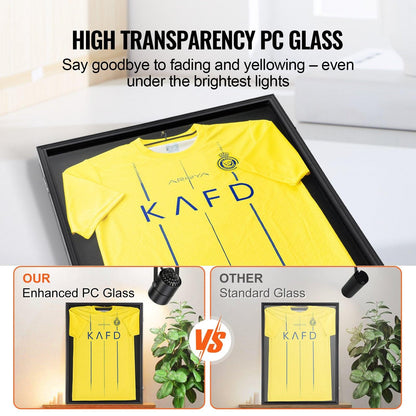 2PCs Jersey Display Frame Case, 590 x 790 x 40 mm, Large Lockable Sport Jersey Shadow Box with 98% UV Protection PC Glass and Hangers, for Baseball Basketball Football Hockey Shirt and Uniform.