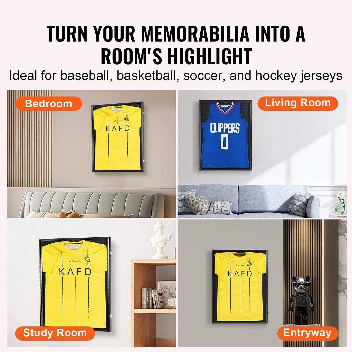 2PCs Jersey Display Frame Case, 590 x 790 x 40 mm, Large Lockable Sport Jersey Shadow Box with 98% UV Protection PC Glass and Hangers, for Baseball Basketball Football Hockey Shirt and Uniform.