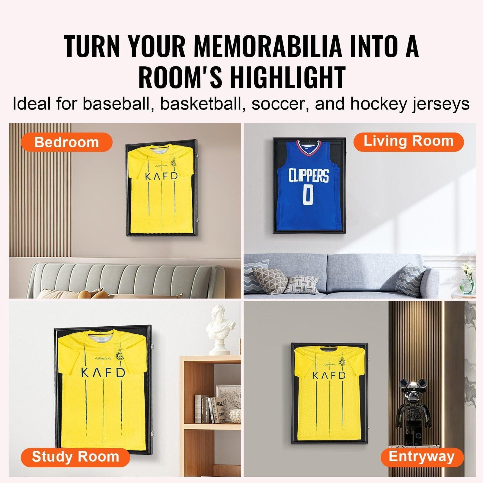 2PCs Jersey Display Frame Case, 590 x 790 x 40 mm, Large Lockable Sport Jersey Shadow Box with 98% UV Protection PC Glass and Hangers, for Baseball Basketball Football Hockey Shirt and Uniform.