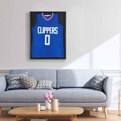 2PCs Jersey Display Frame Case, 590 x 790 x 40 mm, Large Lockable Sport Jersey Shadow Box with 98% UV Protection PC Glass and Hangers, for Baseball Basketball Football Hockey Shirt and Uniform.