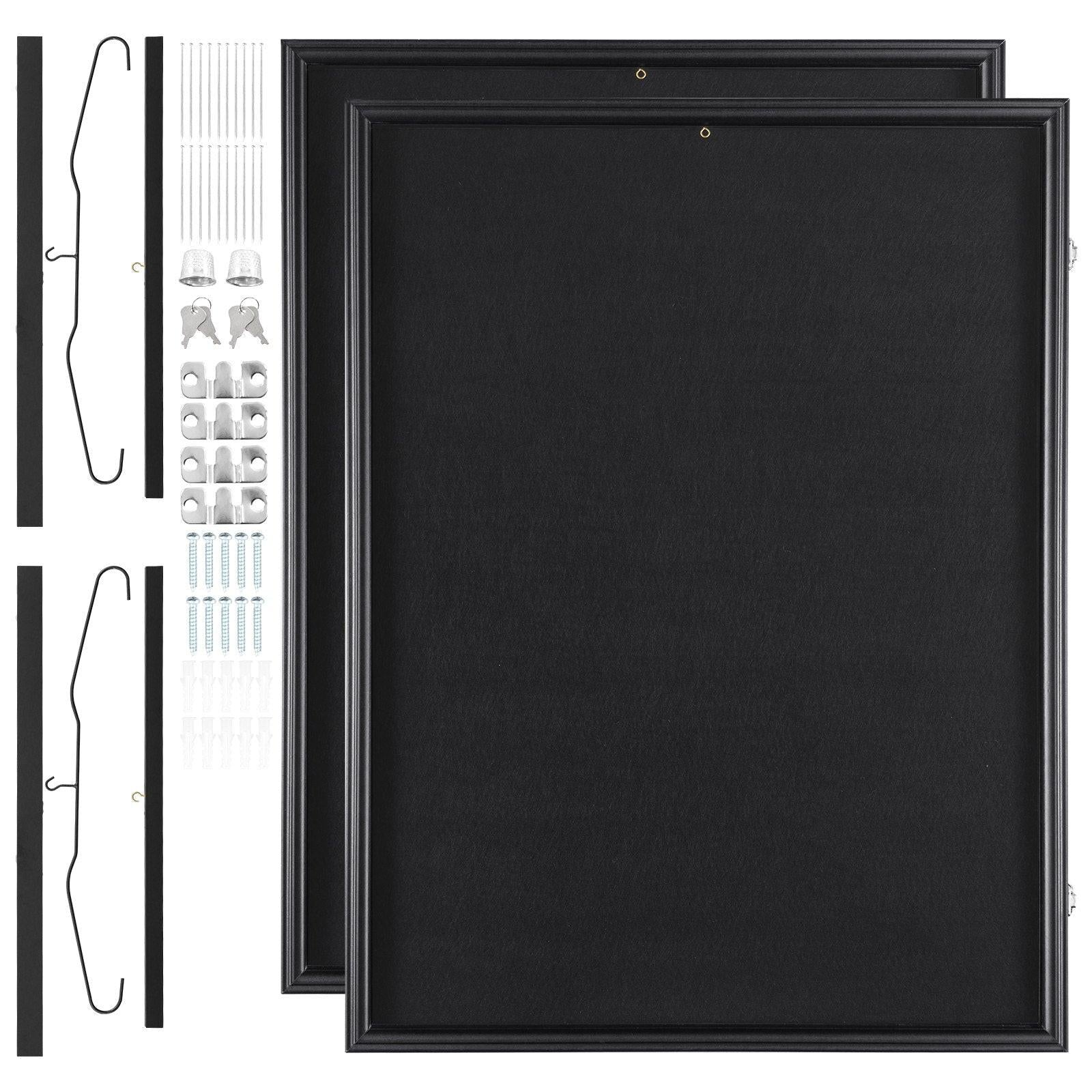 2PCs Jersey Display Frame Case, 590 x 790 x 40 mm, Large Lockable Sport Jersey Shadow Box with 98% UV Protection PC Glass and Hangers, for Baseball Basketball Football Hockey Shirt and Uniform.