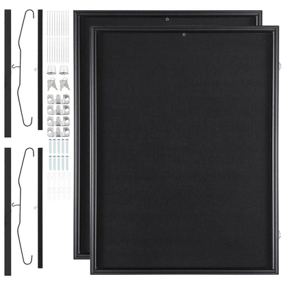 2PCs Jersey Display Frame Case, 590 x 790 x 40 mm, Large Lockable Sport Jersey Shadow Box with 98% UV Protection PC Glass and Hangers, for Baseball Basketball Football Hockey Shirt and Uniform.