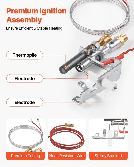 Gas Pilot Assembly, OE 14D0477, LPG8404, SRV14D0477 Fireplace Gas Pilot Assembly Kit, LPG Ignition Replacement, Compatible with Lexington Forge, Majestic, Martin, Monessen Models.