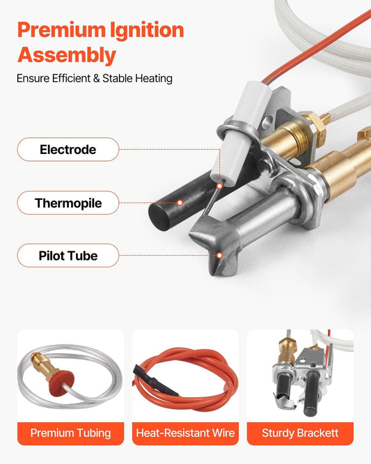 Gas Pilot Assembly, OE 446-512A, HSRV 446-512A, SRV 446-512A Fireplace Gas Pilot Assembly Kit, Natural Gas Ignition Replacement, Compatible with Heat & Glo, Heatilator, Lennox, Regency Models.