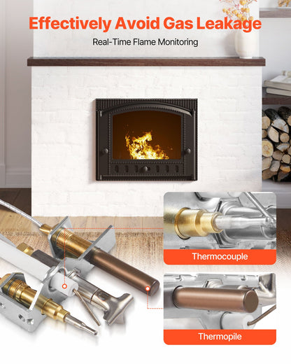 Gas Pilot Assembly, OE 4021-732, 25660 Fireplace Gas Pilot Assembly, Natural Gas Ignition Replacement with Pilot Tube, Thermocouple, Thermopile, Wires, Compatible with Heatilator Models