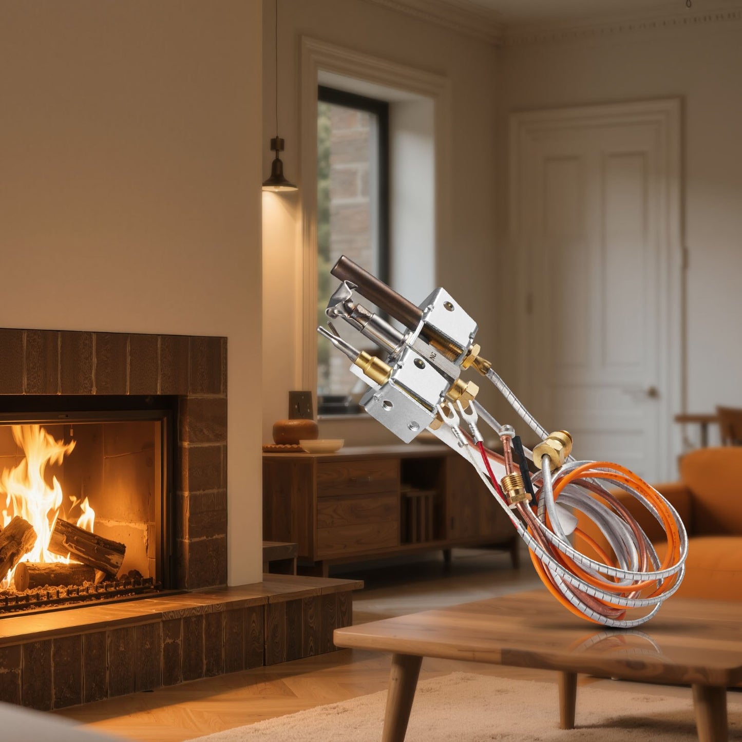Gas Pilot Assembly, OE 4021-732, 25660 Fireplace Gas Pilot Assembly, Natural Gas Ignition Replacement with Pilot Tube, Thermocouple, Thermopile, Wires, Compatible with Heatilator Models