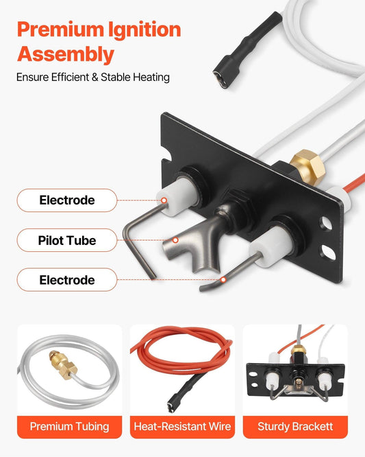 Gas Pilot Assembly, OE 2090-012, 2198-012, SRV2090-012 Fireplace Gas Pilot Assembly, Natural Gas Ignition Replacement, Fit Heatilator, Heat & Glo, Quadra-Fire, Outdoor Lifestyles, Majestic.