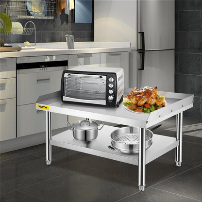 Stainless Steel Equipment Grill Stand, 122 x 76 x 61cm Stainless Table, Grill Stand Table with Adjustable Storage Undershelf, Equipment Stand Grill Table for Hotel, Home, Restaurant Kitchen