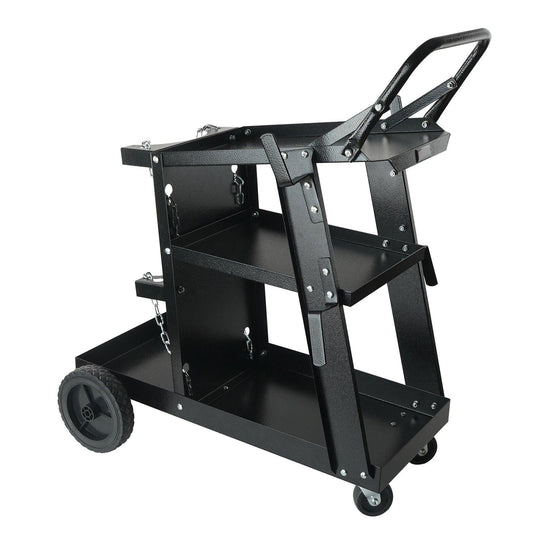 Welding Cart, 3-Tier Welder Cart Heavy Duty with 400 Lbs Weight Capacity, 360Â° Swivel Wheels, Tank Storage Safety Chains, Rolling MIG Welder Cart for TIG, ARC, MMA, Plasma Cutter Welding Machine.