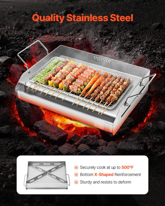 Stainless Steel Griddle, 17x13 inch Universal Flat Top Rectangular Plate, Gas Grill Griddle for BBQ Grill, Teppanyaki, Portable Family Cookware with Handle, for Camping Tailgating Party.
