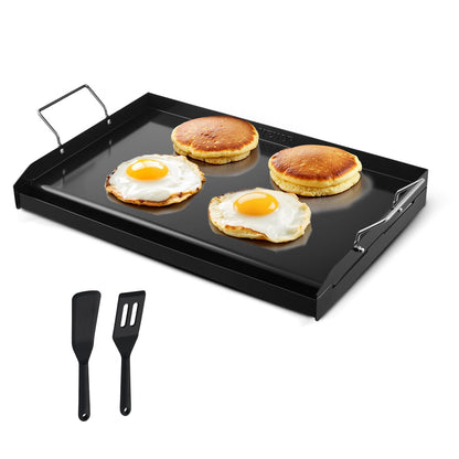 Carbon Steel Griddle, 24x16 inch Universal Flat Top Rectangular Plate, Gas Grill Griddle for BBQ Grill, Teppanyaki, Portable Family Cookware with Handle, for Camping Tailgating Party.