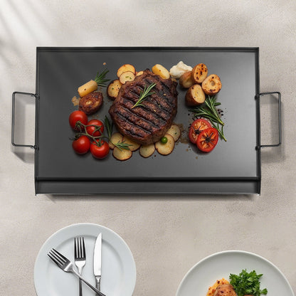Carbon Steel Griddle, 24x16 inch Universal Flat Top Rectangular Plate, Gas Grill Griddle for BBQ Grill, Teppanyaki, Portable Family Cookware with Handle, for Camping Tailgating Party.