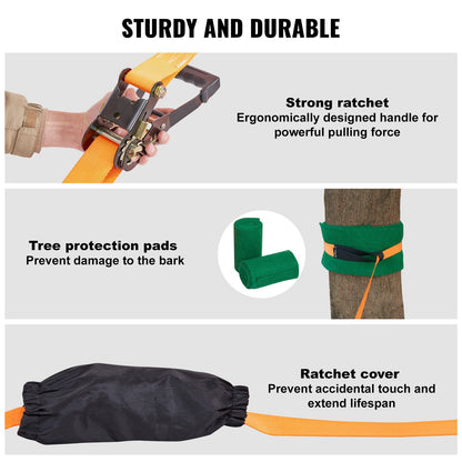 Slackline Kit with Training Line, 18.3m Backyard Slack Line Equipment, Easy Setup Tight Rope for Kids Adults, Complete Slackline Set with Tree Protectors, Arm Trainer, Carry Bag, and Instruction