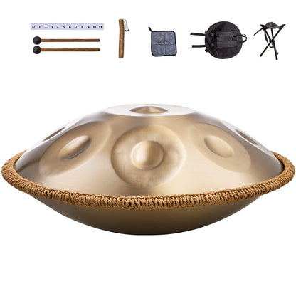 Handpan Drum 22 in 10 Notes D Minor Hand Drum Instrument with Mallet.