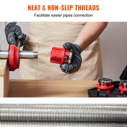 Ratchet Pipe Threader Kit, 1/2" NPT, 3/4" NPT, 1" NPT Manual Ratcheting Pipe Threader, Portable Pipe Threading Tool Set with 3PCS NPT Dies, Storage Case for Galvanized Aluminum Iron Copper Pipes.
