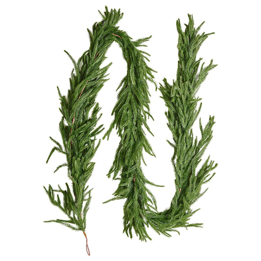 Christmas Garland, 2750 mm Realistic Norfolk Pine Garland, Evergreen Real Touch Artificial Faux Greenery Garlands, for Holiday Indoor Outdoor Xmas Decoration on Table, Mantel, and Fireplace