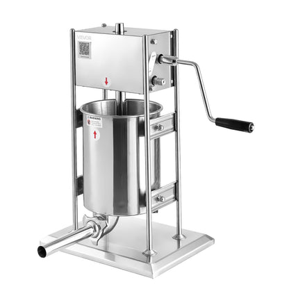 Manual Sausage Stuffer, 22 LBS / 10 L Vertical Meat Stuffer, Dual-Speed Sausage Casing Meat Filling Machine, Stainless Steel Heavy Duty Filler with 5 Stuffing Tubes, for Commercial & Home Use