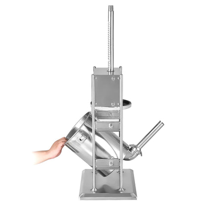 Manual Sausage Stuffer, 22 LBS / 10 L Vertical Meat Stuffer, Dual-Speed Sausage Casing Meat Filling Machine, Stainless Steel Heavy Duty Filler with 5 Stuffing Tubes, for Commercial & Home Use