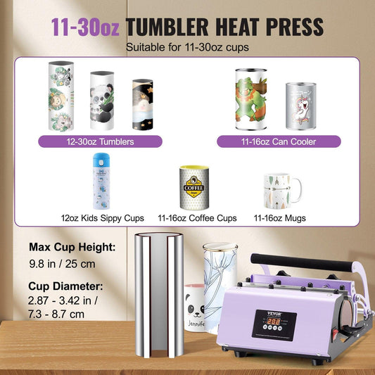 Tumbler Heat Press Machine 11-30oz Mug Press Sublimation Tumblers Purple.