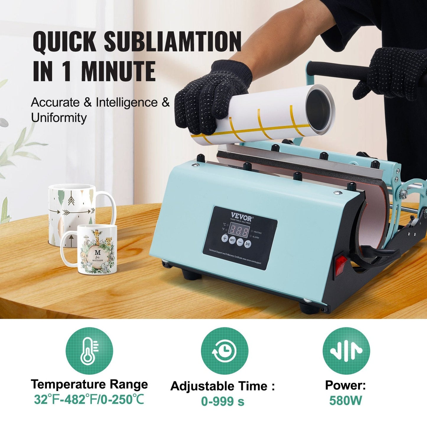 Tumbler Heat Press Machine 11-30oz Mug Press Sublimation Tumblers Green