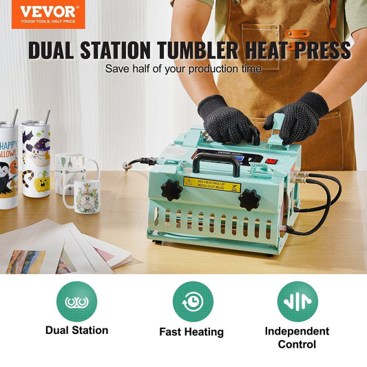 Tumbler Heat Press Machine 2 Station Heaters 11-30oz Mug Press Sublimation.
