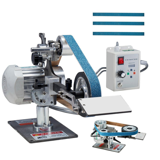 Belt Grinder Sander, 30 x 1-Inch Variable Speed Belt Polisher with VFD, 550W Polishing Grinding Machine with 2 Grinding Moulds & 3PCS Sanding Belts for Metalworking, Knife Making.