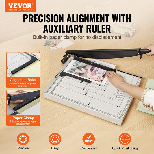 Paper Cutter, Guillotine Trimmer, 457 mm Cut Length, 20 Sheets Capacity, Heavy Duty Guillotine Paper Cutter with Guard Rail/Blade Lock for Cardstock/Cardboard, Paper Trimmer for Home Office.