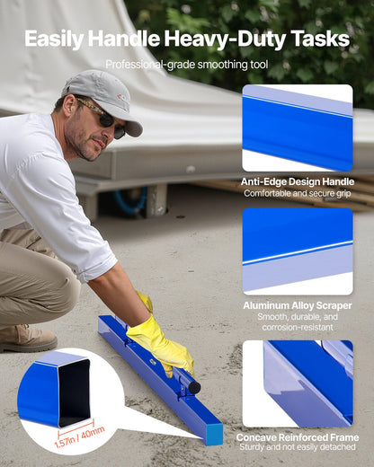 Concrete Screed, 120.5 cm Screed with Level Vial, Easy Cleanup & End Cap Design, Aluminum Lightweight & Reversable Handle for Leveling Floors, Small-Scale Construction and Home Renovation