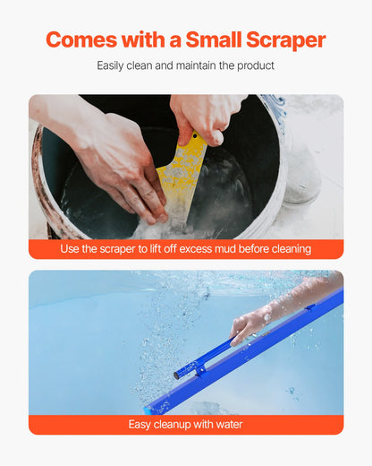 Concrete Screed, 120.5 cm Screed with Level Vial, Easy Cleanup & End Cap Design, Aluminum Lightweight & Reversable Handle for Leveling Floors, Small-Scale Construction and Home Renovation