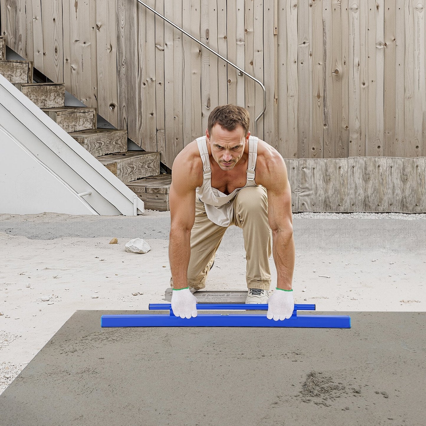 Concrete Screed, 120.5 cm Screed with Level Vial, Easy Cleanup & End Cap Design, Aluminum Lightweight & Reversable Handle for Leveling Floors, Small-Scale Construction and Home Renovation