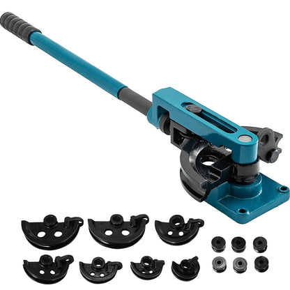 Pipe Tube Bender, 3/8" to 1" Manual Pipe Tube Bender, with 7 Dies, Heavy Duty Tube Bender Tubing of Steel Metal Copper, for Repair Shops, Blue.