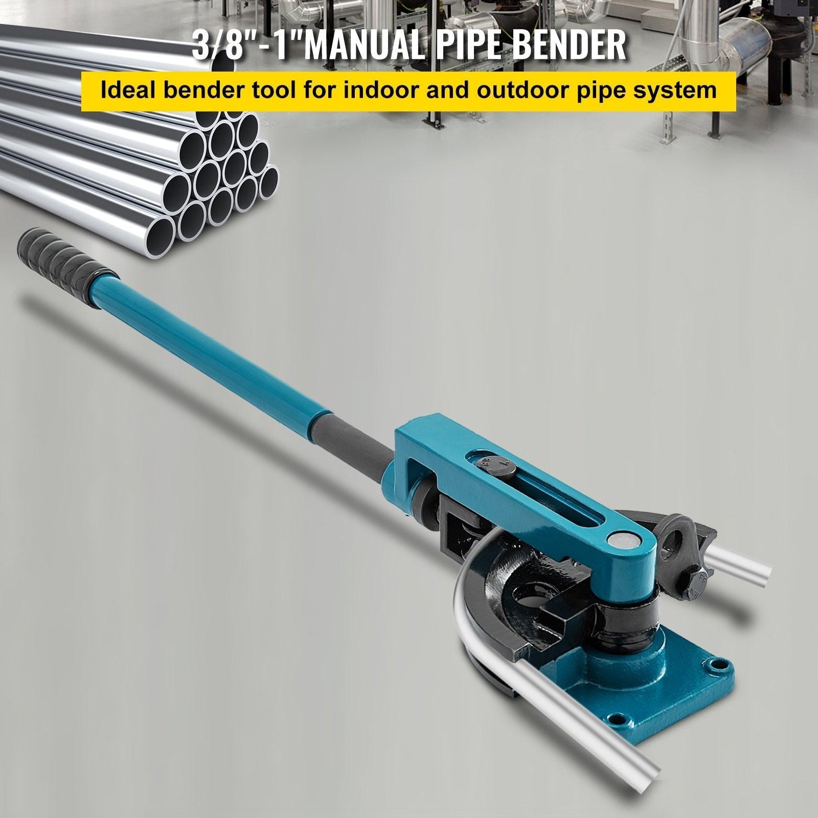 Pipe Tube Bender, 3/8" to 1" Manual Pipe Tube Bender, with 7 Dies, Heavy Duty Tube Bender Tubing of Steel Metal Copper, for Repair Shops, Blue.