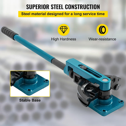 Pipe Tube Bender, 3/8" to 1" Manual Pipe Tube Bender, with 7 Dies, Heavy Duty Tube Bender Tubing of Steel Metal Copper, for Repair Shops, Blue.
