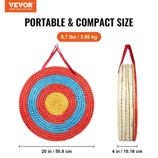 Archery Target, 5 Layers 20" Arrow Target, Traditional Solid Straw Round Archery Target Shooting Bow, Hand-Made Arrows Target, Coloured Rope Target for Backyard Outdoor Hunting Shooting Practice.