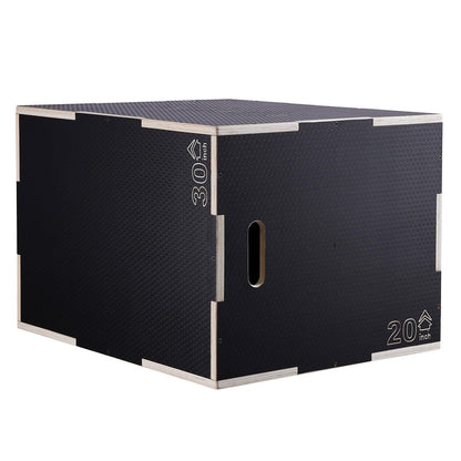 3 in 1 Plyometric Jump Box, 30/24/20 Inch Wooden Plyo Box, Platform & Jumping Agility Box, Anti-Slip Fitness Exercise Step Up Box for Home Gym Training, Conditioning Strength Training, Black.
