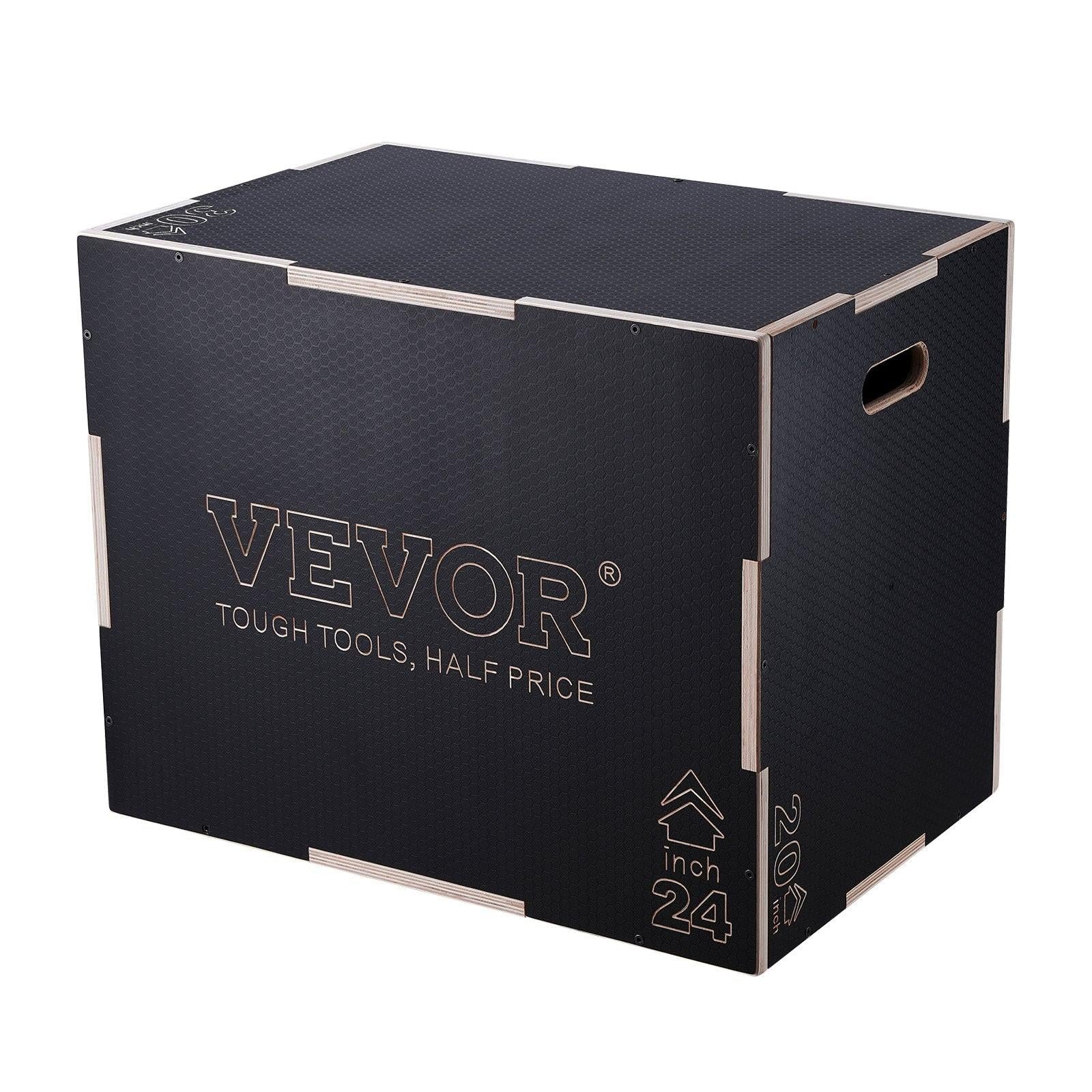 3 in 1 Plyometric Jump Box, 30/24/20 Inch Wooden Plyo Box, Platform & Jumping Agility Box, Anti-Slip Fitness Exercise Step Up Box for Home Gym Training, Conditioning Strength Training, Black.