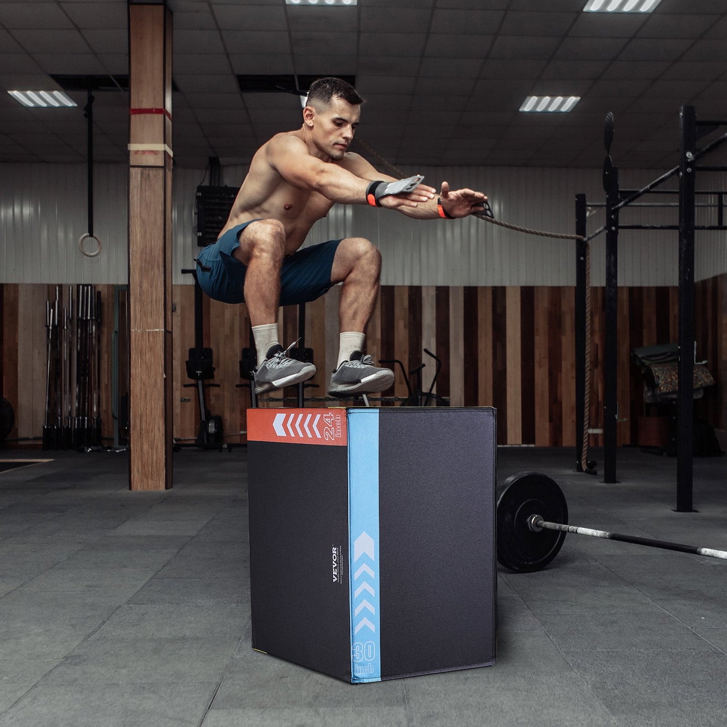 3 in 1 Plyometric Jump Box, 30/24/20 Inch Foam Plyo Box, Platform & Jumping Agility Box, Anti-Slip Fitness Exercise Step Up Box for Home Gym Training, Conditioning Strength Training, Black