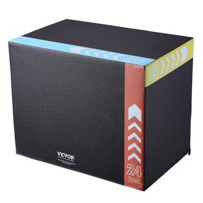 3 in 1 Plyometric Jump Box, 30/24/20 Inch Foam Plyo Box, Platform & Jumping Agility Box, Anti-Slip Fitness Exercise Step Up Box for Home Gym Training, Conditioning Strength Training, Black