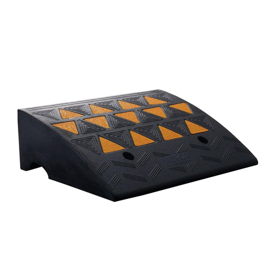 Rubber Curb Ramp 15.2 cm Rise Height Sidewalk Curb Ramp, 37 cm Width 49.1 cm Length Driveway Ramp for Curb, 15T Heavy Duty Rubber Ramp for Forklifts, Trucks, Buses, Cars, Wheelchairs, Bikes.