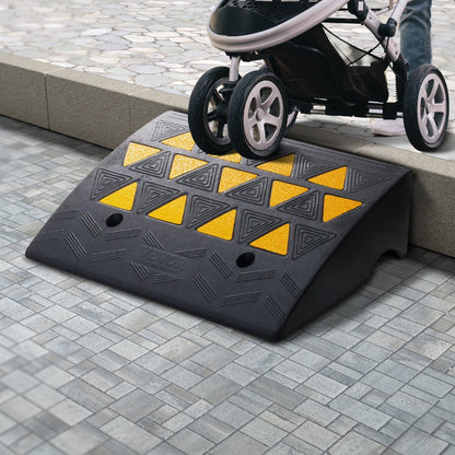 Rubber Curb Ramp 2 Pack, 15.2 cm Rise Height Heavy-Duty 15 tons Load Capacity Threshold Ramps, Driveway Ramps with Stable Grid Structure for Cars, Wheelchairs, Bikes, Motorcycles