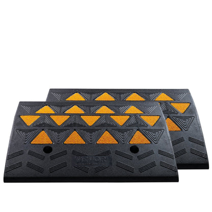 Rubber Curb Ramp 2 Pack, 15.2 cm Rise Height Heavy-Duty 15 tons Load Capacity Threshold Ramps, Driveway Ramps with Stable Grid Structure for Cars, Wheelchairs, Bikes, Motorcycles