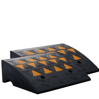 Rubber Curb Ramp 2 Pack, 15.2 cm Rise Height Heavy-Duty 15 tons Load Capacity Threshold Ramps, Driveway Ramps with Stable Grid Structure for Cars, Wheelchairs, Bikes, Motorcycles