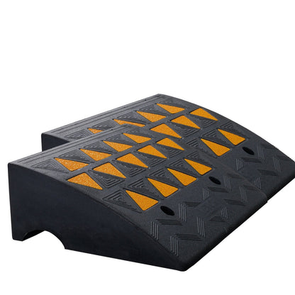 Rubber Curb Ramp 2 Pack, 15.2 cm Rise Height Heavy-Duty 15 tons Load Capacity Threshold Ramps, Driveway Ramps with Stable Grid Structure for Cars, Wheelchairs, Bikes, Motorcycles