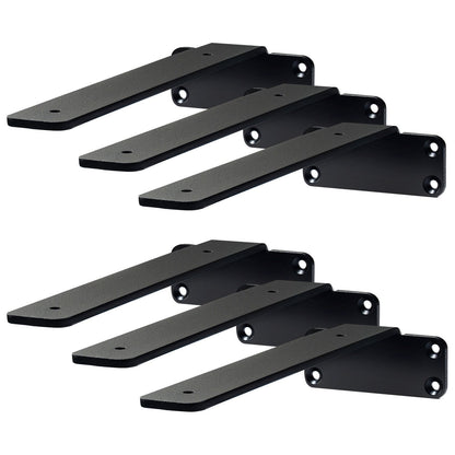 Shelf Bracket, 16cmL x 10cmW x 4.5cmH 6 Pcs, Heavy Duty Floating Shelf Brackets, Brackets for Shelves, 5mm Thick Matte Black L Shelf Bracket,Steel Shelving Brackets with 72.6 kg Load Capacity