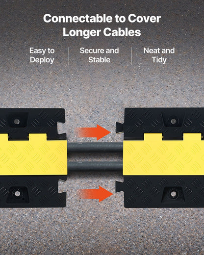 Cable Protector Ramp, 9,979 kg/axle Capacity, 2 Channel Heavy Duty TPU Cord Hose Wire Cover, 31 x 28 mm Channel, Traffic Speed Bump with Flip-Open Top Cover, for Indoor & Outdoor Use, 3 Pack