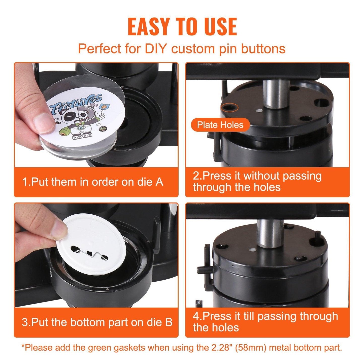 Button Maker Machine, 1/1.25/2.28 inch(25/32/58mm) 3-in-1 Pin Maker, Installation-Free Badge Punch Press Kit, Button Making Supplies with 300pcs Button Parts, Circle Cutter, Magic Book.