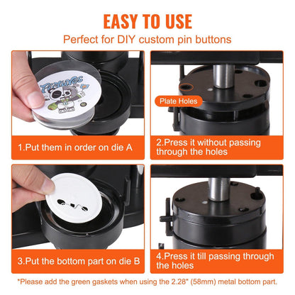 Button Maker Machine, 1/1.25/2.28 inch(25/32/58mm) 3-in-1 Pin Maker, Installation-Free Badge Punch Press Kit, Button Making Supplies with 300pcs Button Parts, Circle Cutter, Magic Book.