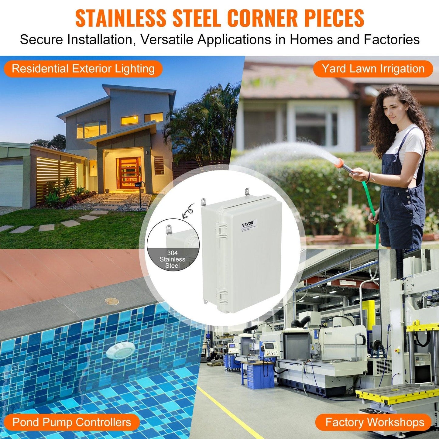 Outdoor Electrical Junction Box, 300 x 200 x 180 mm, ABS Plastic Electrical Enclosure Box with Hinged Cover Stainless Steel Latch, IP67 Dustproof Waterproof for Outdoor Electrical Projects.